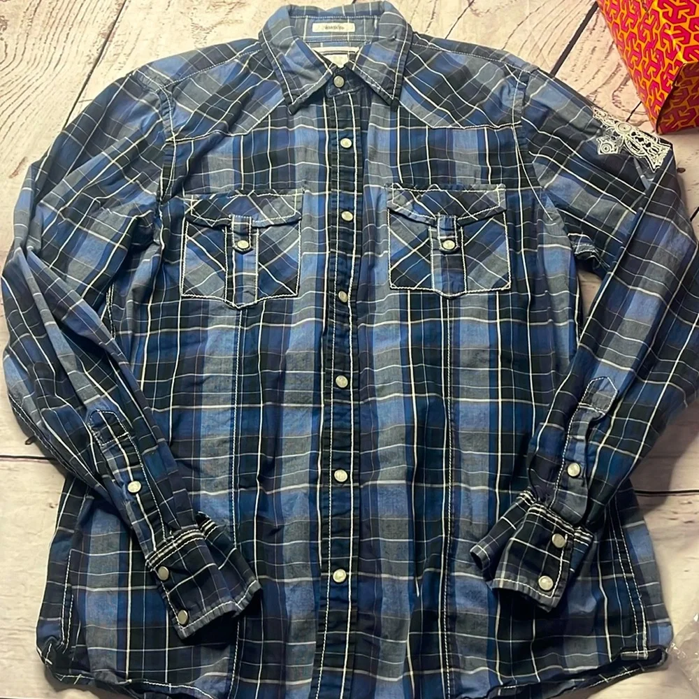 BKE 2pc slim fit pearl snap mens med - Picture 2 of 15